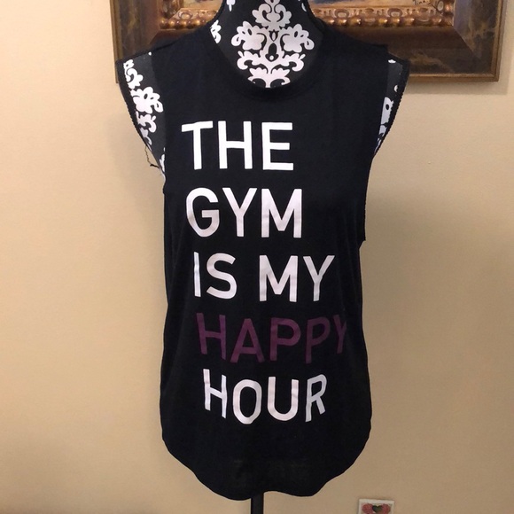 💪Chin💝Up Apparel “The Gym Is My Happy Hour” sleeveless over top - Picture 1 of 9